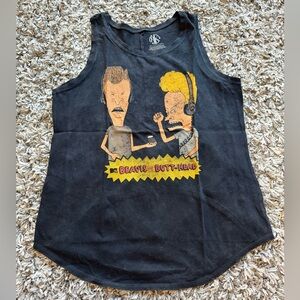 Recycled Karma Beavis and Butt-Head Vintage Black Graphic Tank Top